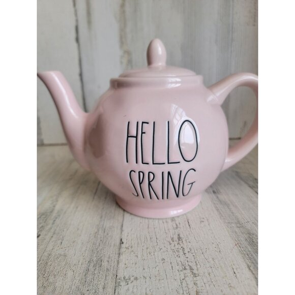 Rae dunn light pink Hello spring teapot home‎ decor - Picture 2 of 7